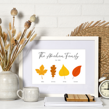 Load image into Gallery viewer, Personalized Fall Family Leaf Art Print

