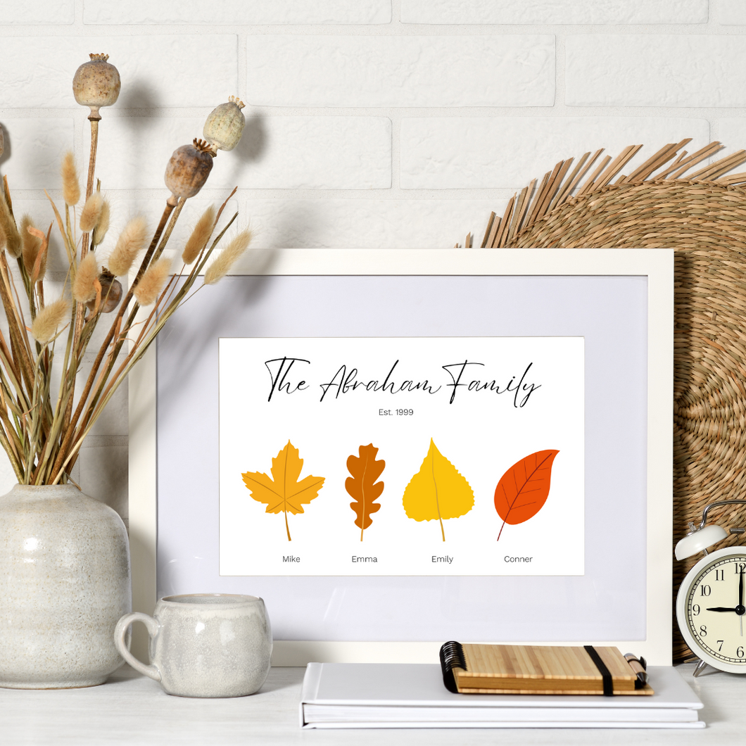 Personalized Fall Family Leaf Art Print