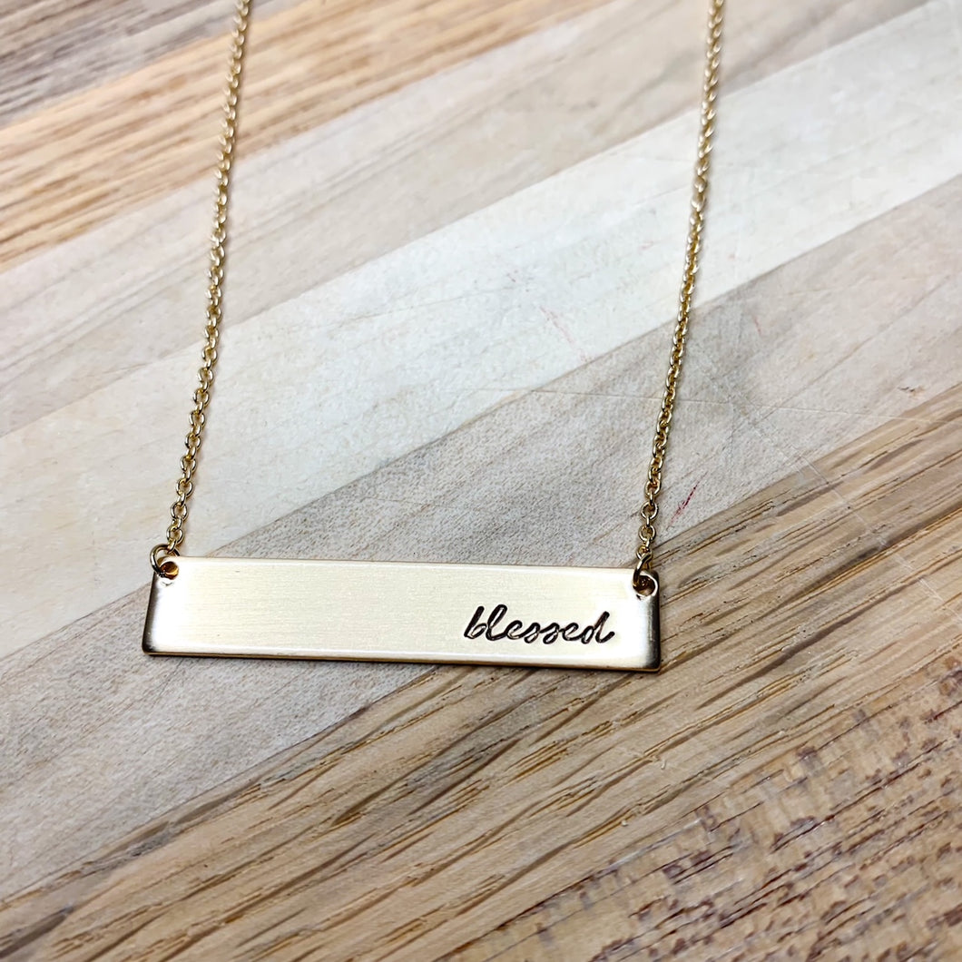 Gold Blessed Bar Necklace
