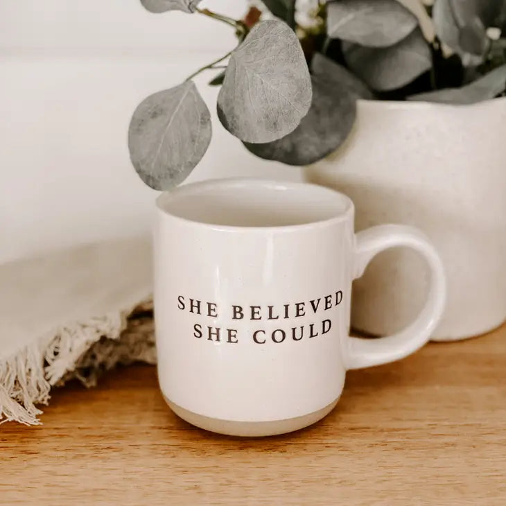 She Believed She Could-Cream Stoneware Coffee Mug 14 oz