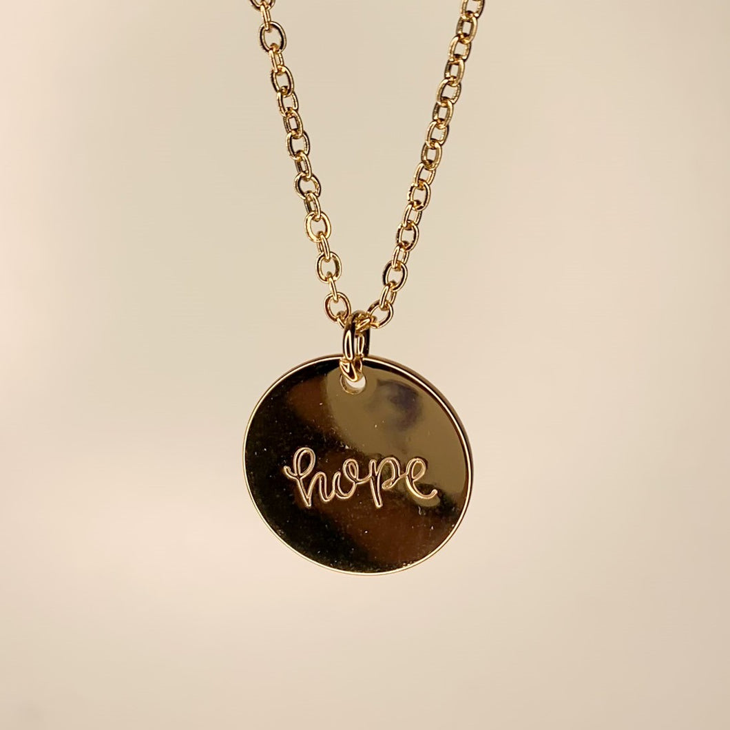 Hope Engraved Pendant Necklace
